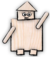 Logo mit Holzroboter